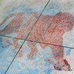 Ghost image of Sabre Tooth Tiger print on printing table